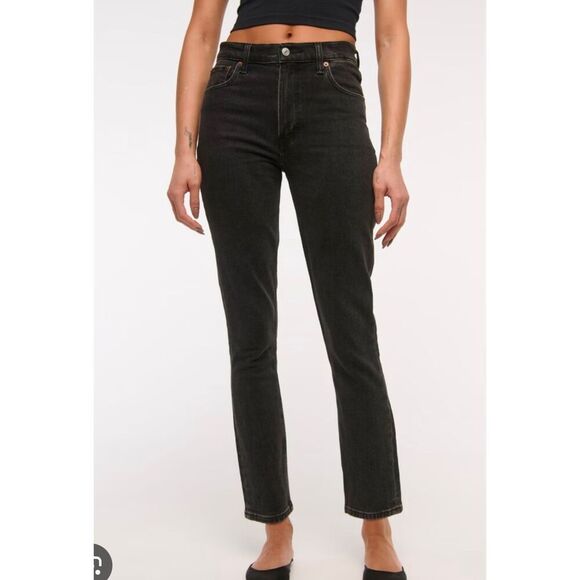 Abercrombie & Fitch the high rise skinny curvy black wash jeans 6 short - Picture 1 of 11